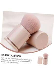 Portable Single Retractable Multifunctional Makeup Brush For Blush, Powder & Rouge - Mushroom Head Cosmetic Brush (Compact Travel Design)