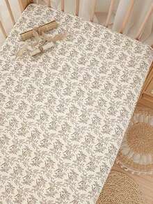 1pc Rabbit, Squirrel & Leaf Pattern Soft Baby Crib Fitted Sheet, Suitable For Boys & Girls Nursery - Multicolor - View 14