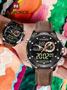 NAVIFORCE NAVIFORCE Luxury Men Quartz Watch Military LED Digital Waterproof Wristwatch Sport Chronograph Male Clock