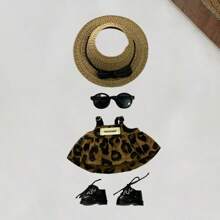 1-3pcs Doll Clothes Accessory, Leopard Print Strap Jumpsuit, Key Chain Decor