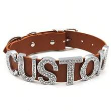 1pc Punk Chunky Big Rhinestone Letters Custom Choker Collar Exaggerated 30MM Wide PU Collar Choose Name Word Chocker Cosplay Personalized Collar Accessories