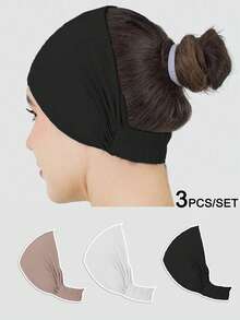 1/3 件纯色弹性发带，女士头饰，发带，发套头巾头巾柔软，轻便时尚简约多功能户外旅行和运动礼物秋冬女士头带女士度假装发饰 - 彩色 - 查看 1