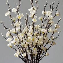 1/4/6Pcs Artificial Flowers Pink Plum Blossom 21.7'' Fake Winter Sweet Long Stem Plastic Flowers Home Hotel Office Wedding Party Garden Decor, Valentine Day, Room Decor Gift Gifts Birthday Graduation