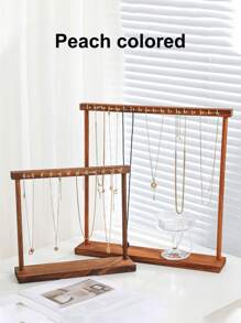 1 pieza Soporte multifuncional de nogal/color madera, soporte de exhibición para llaveros, soporte de exhibición de joyas de madera maciza con ganchos, estante colgante pequeño de accesorios con gancho, soporte de exhibición de pulseras y aretes, vuelta al colegio