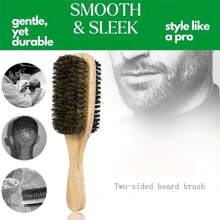 Boar Bristle Beard Brush, Double-Sided, Soft Nylon Bristles, Men's And Women's Hair Restoring Shine, For Short Curly Dry Hair, Gentle For Facial Hair Care, Warp Resistant Body