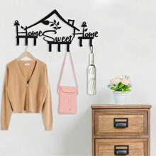 HELLOYOUNG 1 Stück Schlüsselboard "Home Sweet Home", schwarze Metall Schlüsselhalter Wandhalterung Organizer Ständer mit 8 Haken, Wanddekoration für Büro, Küche, Schlafzimmer, Durchgang und Flur, passend für moderne Wohndekoration
