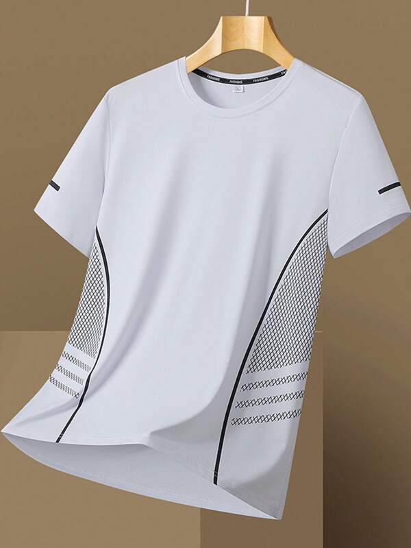 1pc Women Quick Drying T-Shirt, Ice Silk Round Neck Short Sleeve Stretch Sweat Absorbing Sweatshirt, Suitable For Women Fitness Training