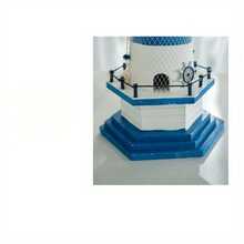 1件手工木制灯塔装饰品 - 蓝白条纹，海洋主题瞭望塔，家居装饰 - 彩色 - 查看 6