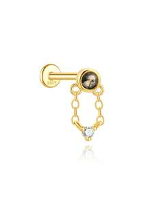 1 Stück Natürlicher Moos Achat 925 Sterling Silber Ohrringe für Frauen, klassischer flacher Rücken Piercing, minimalistisches Geschenk für Mütter, Brautschmuck, hochwertiger Schmuck