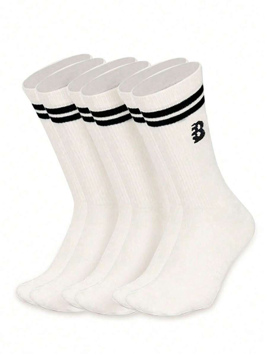 1/3/5 Pairs Back To School Quick-Dry Odor Control Antimicrobial Knit Fabric Socks - Multicolor - View 1