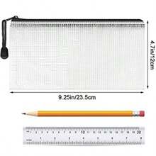 Bolso con cremallera de malla estilo carpeta, 12 piezas de estuches de lápices transparentes de plástico, billeteras, carpetas, bolsas de almacenamiento impermeables para útiles escolares, facturas, cosméticos, papelería y accesorios de viaje, negro, estuche para lápices, bolsa escolar