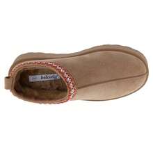 BELOVELY[SNOWBOOTS-14]Women's Cozy Slipper Flat Flip Flop With Laced Pattern | Spider Party Furry Plush Fuzzy - 譚 - 查看 6