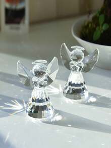 1 pieza Estatua decorativa de ángel de cristal, estatua de ángel de colección de vidrio, elegante decoración de ángel como regalo para mujeres - 1 pieza transparente - Ver 2