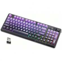 M96 Wireless Gaming Keyboard, Knob Control Bluetooth/2.4G Wireless, Mechanical Feeling, RGB LED Backlit With Display Screen, PBT Keycap, 3000mAh, US Layout Compatible With Win/