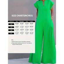 Entrega local - Mono informal de una sola pieza con cintura, pantalón largo y bolsillo, mono ancho de pierna blanco para mujer de verano 2025 de alta calidad - Verde - Ver 4