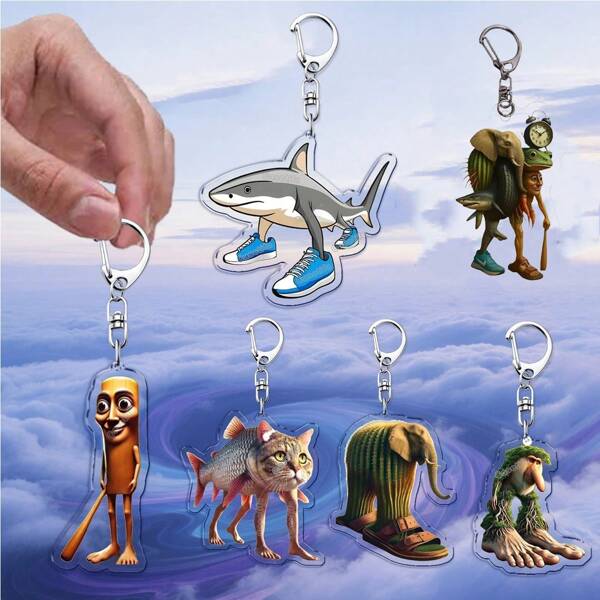 Tralalero Tralala Tung Tung Tung Sahur Brr Brr Patapim Meme Engraçado Italiano Brain Rot Animais Acrílicos Chaveiros Presente DIY Pingente Rizz Cat Meme Desenho Animado Bonito Chaveiro Engraçado Meme Bolsa Pingente Presente