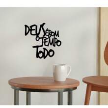 Quadro  Deus É Bom O Tempo Todo Vazado Aplique Frases Religioso Mdf