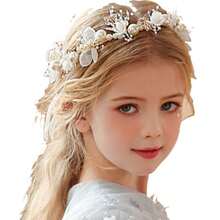 Gold Flower Tiara For Bridesmaids, Wedding Hair Accessory, White - 白色 - 查看 9