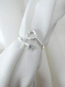 Kit With Two Heart And Zirconia Phalanx Rings And Two Zirconias Silver Plated - Bạc - Xem 6