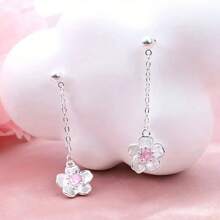 Orecchini in argento 925, orecchini pendenti con fiore in zirconia cubica alla moda, orecchini a perno delicati per uso quotidiano, regalo di compleanno