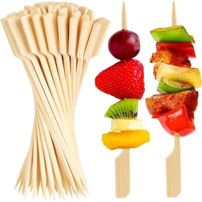 100/50/10 Pcs Barbecue Bamboo Skewers - Suitable For Appetizers, Fruits And Meats, Cotton Candy Skewers, Hamburger Skewers - Ideal For Parties, Birthdays And BBQs - Elegant Bamboo Skewers, Durable Bamboo Skewers