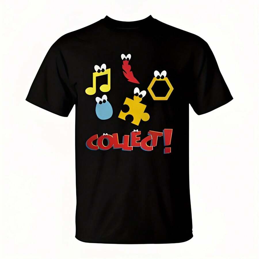 Banjo-Kazooie Collect T-Shirt T-Shirt Aesthetic Y2K Style Summer Top, Loose Fitting T-Shirt For Outdoor, Home, Work Or Street Leisure, Soft And Durable Pure Cotton Fabric, Retro And Soft Design, I Gift For , Fashionable And Comfortable Shirt For Travel, Festivals Or Weekends - Black - View 1