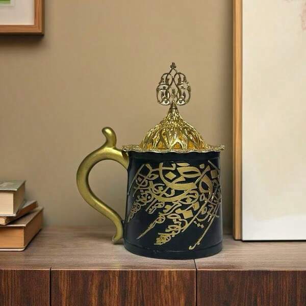 Middle Eastern Resin Incense Burner Crafts, Gold Metal Floating Carving Decor Ornaments For Study/Office