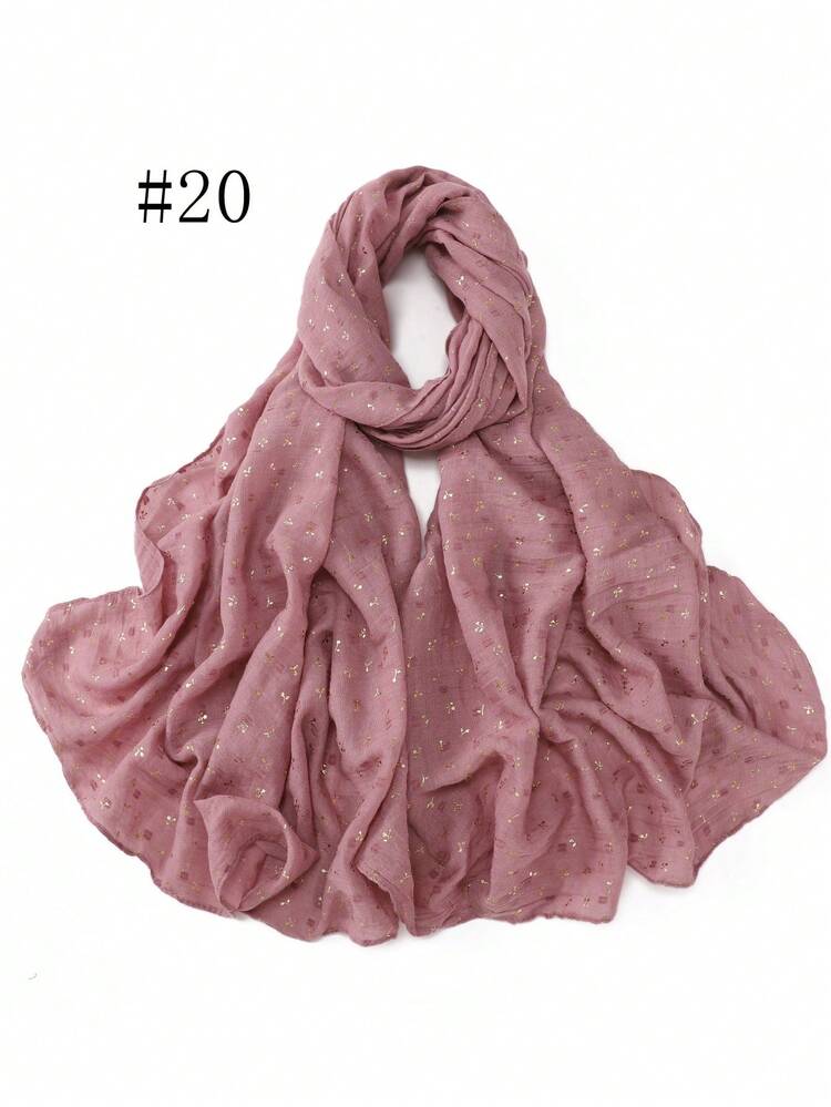1 Piece Fashion Style Women Scarf Wrap Leaf Bronzing Shawls Headband Fantastic Crinkle Viscose Hijab For Dress - A - View 22