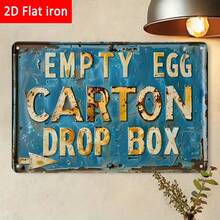 1PC Tin Sign 2D Flat, Empty Egg Carton Drop Box, Funny Farm Sign, Vintage Style, 8x12 Inches/ 20x30 Cm - 彩色 - 查看 9
