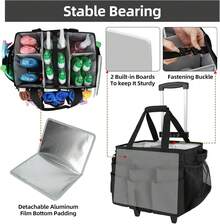 Large Rolling Cleaning Caddy Bag With Detachable Trolley,Cleaning Cart On Wheels With Shoulder Strap,Cleaning Supplies Organizer For Housekeepers,Black - 1 - View 3