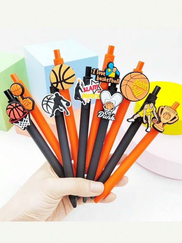 10 piezas de bolígrafos de gel de punta media retráctiles, tinta negra, con tema deportivo, adecuados para oficina, escritorio, regalos de fiesta, artículos de papelería divertidos y recuerdos deportivos
