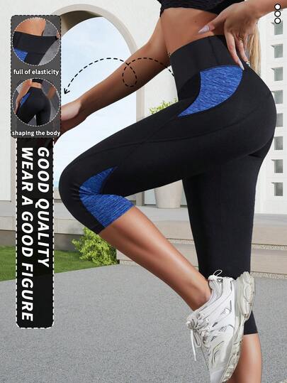 1 pieza Leggings de yoga de 3/4 para mujer, pantalones deportivos de yoga, mallas de verano