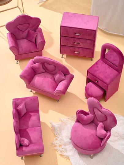 1 Pc Adorable Mini Plush Sofa Shaped Storage Box, Heart Design Gift Box For Women, Suitable For Jewelry, Cosmetics, Electronics Accessories And Jewelry Display