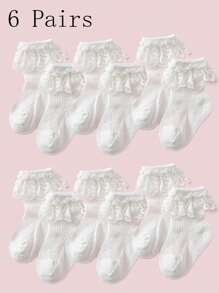 1/3/6 Pairs Of Girls' Spring And Summer White Princess Style Lace Mesh Breathable Lace Socks Suitable For Daily Life Or Gatherings