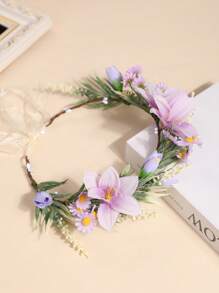 1 Stück romantischer bohemischer Blumenkranz, boho-natürlicher Stil Braut Hochzeit Urlaubs Kopfschmuck für Strand Reise Fotoshooting
