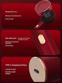 1 件多功能按摩梳，电动按摩刷，家用头皮刺激器，红光防脱发护发刷 - USB 可充电 1400mAh 锂电池，深层头皮按摩，3 种模式，个人护理设备，送给爱人、生日、节日的礼物