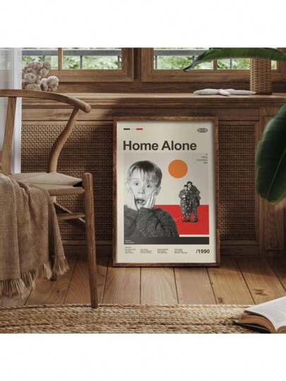 Mid Century Modern Home Alone Movie Poster, Retro Movie Print, Modern Vintage Movie Posters Canvas Painting Posters And Prints Wall Art Pictures For Living Room Decoration Optional Frame ,Wall Art With Frame