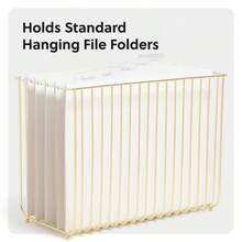 Bent Wire Hanging File Basket, 9.2 X 12.4 X 6.1 In., Gold Metal - Yellow - View 2