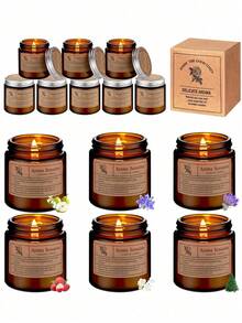 1pc Home Scented Candle, Pressure Relief Candle Gift | Meditation | Yoga | SPA | Relax, Women's Amber Jar Candle, Birthday, Valentine's Day, Aromatherapy Christmas Candle Aromatherapy Can Be Women's Candle Gift, Natural Soy Wax Amber Candle Set, Tea Light Candle, Easter, Father's Day, Mother's Day Gift, Household Everyday Items - Multicolor - View 2
