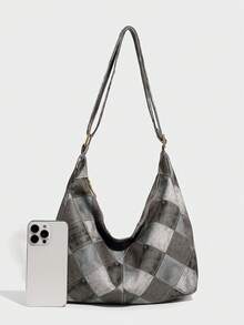 复古包 Melad 女士复古斜挎包，新款韩版时尚手提包，大容量单肩包，适合返校、教师礼物、感谢礼物、感谢礼物、字母礼品袋、可重复使用、教师包、教育工作者、妈妈的理想伴娘礼物 - 灰色 - 查看 3