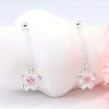 Orecchini in argento 925, orecchini pendenti con fiore in zirconia cubica alla moda, orecchini a perno delicati per uso quotidiano, regalo di compleanno