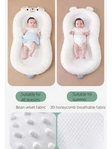 1set Cute Infant Bed Enclosure Set, Newborn Bionic Sleeping Bed Movable Baby Bassinet, Includes Incline Mattress