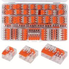 Cutie 80 buc: Conectori electrici cu pârghie super-rapizi - Cleme de cablu electric cu 2, 3, 4 și 5 porturi, Conectori cu pârghie, Kit asortat conectori de cablu, Conectori electrici de tip camă, Kit compact de conectori de îmbinare