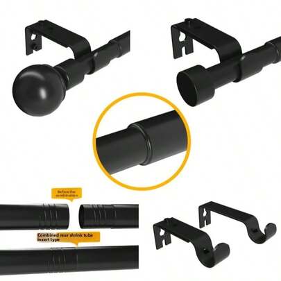 Nordic-Inspired Single Curtain Rod In Matte Black Industrial Aluminum Alloy, Premium Top-Mount Rail Engineered For Sturdy Support, Seamless Installation, Rust-Resistant Finish, Versatile Modern Window Treatment, Suitable For Living Room And Bedroom, Minimalist Design, Heavy-Duty Load-Bearing Construction, Smooth Gliding Application, Compatible With Standard Brackets, Concealed Mounting Hardware, Elegant Line, Long-Lasting Durability, Upgrade To Elevate Space