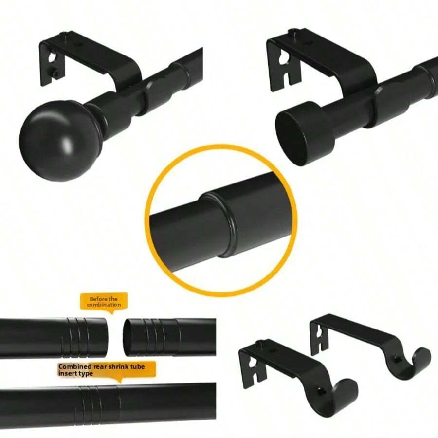 Nordic-Inspired Single Curtain Rod In Matte Black Industrial Aluminum Alloy, Premium Top-Mount Rail Engineered For Sturdy Support, Seamless Installation, Rust-Resistant Finish, Versatile Modern Window Treatment, Suitable For Living Room And Bedroom, Minimalist Design, Heavy-Duty Load-Bearing Construction, Smooth Gliding Application, Compatible With Standard Brackets, Concealed Mounting Hardware, Elegant Line, Long-Lasting Durability, Upgrade To Elevate Space - Black - View 1