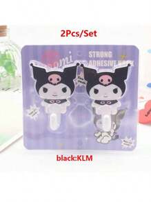 Sanrio 2Pcs/Set Hello Kitty Strong Self Kuromi Adhesive Hooks My Melody Key Storage Hanger For Kitchen Bathroom Door Wall Multi Function(Some Parts May Be Random)