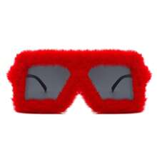 Square Oversized Plush Faux Fur Women's Fashionable And Versatile Sunglasses