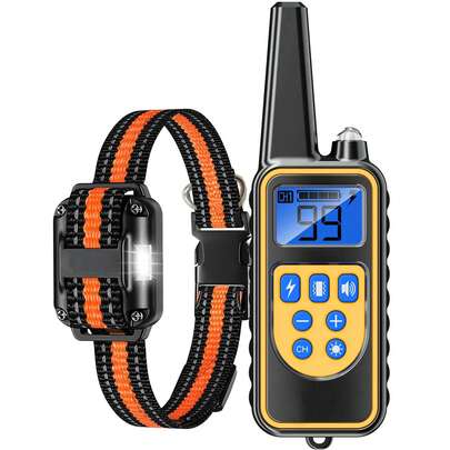 717 m fjärrstyrt hundträningshalsband, uppladdningsbart och vattentätt elchockhalsband för små, medelstora och stora hundar 9-45 kg, med pip-, vibrations- (1-99) och stötlägen (1-99)