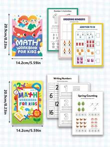 Kit d'apprentissage préscolaire 5 EN 1 pour les 3-6 ans Cahier de traçage de l'alphabet + Exercices de mathématiques et livre de jeux bonus Jouets éducatifs pour tout-petits pour la pratique de l'écriture (ABC et 123), Fournitures scolaires / Cadeau d'apprentissage de bienvenue - couleur - Voir 24