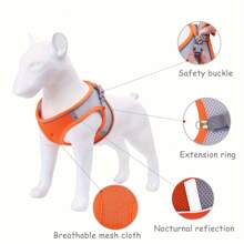 Pet Harness And Leash Set, Soft Mesh Vest Harness With Adjustable Elastic Leash For Car, Small Dogs And Cats, Compatible With Car Seat Belts, With Reflective Stripes